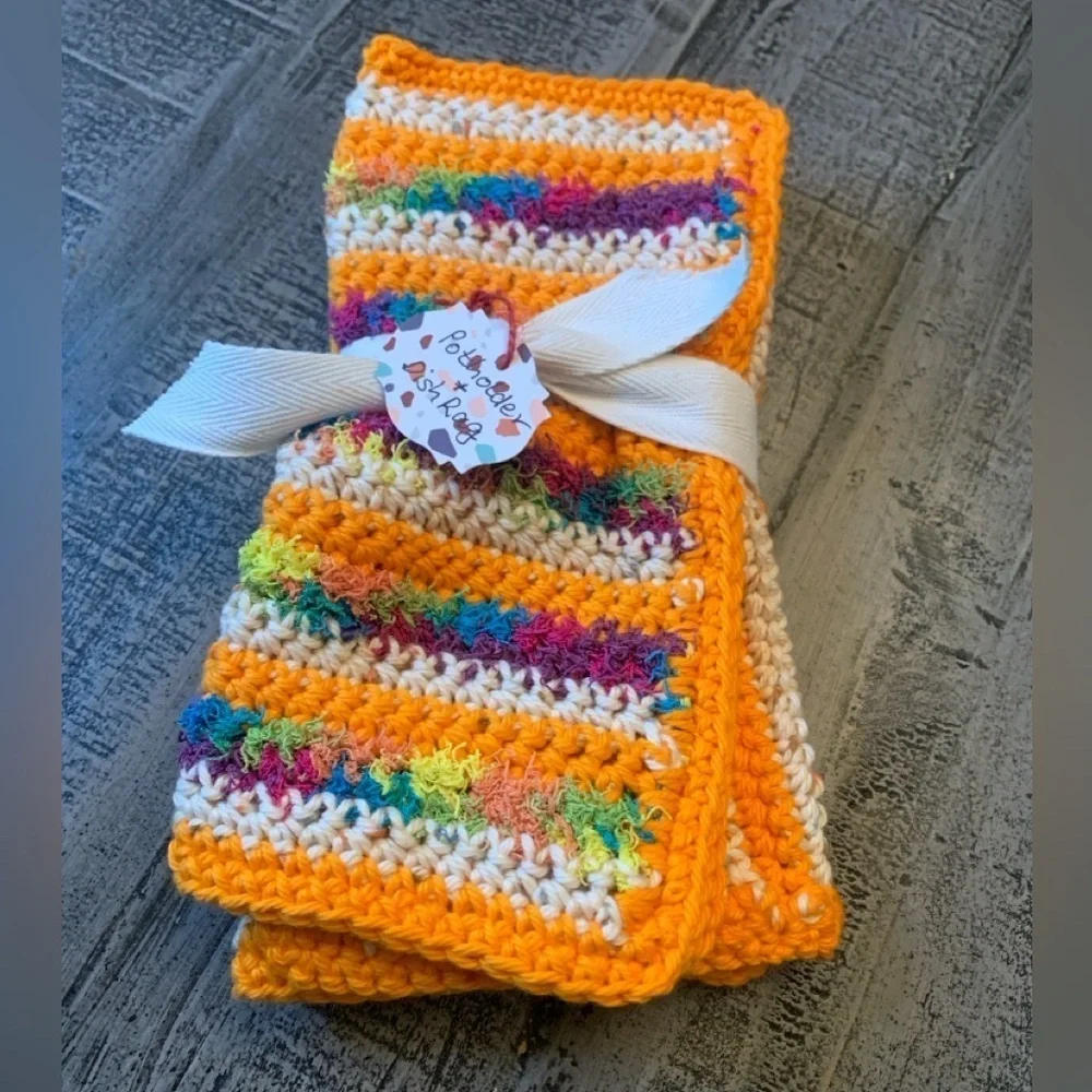 Handmade Crochet Pot Holders 9.5”x9.5”, handcrafted.